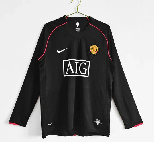Maglia 07-08 Manchester United Exterieur Manches Longues